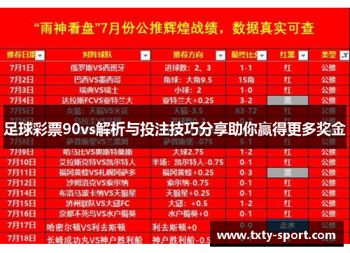 足球彩票90vs解析与投注技巧分享助你赢得更多奖金